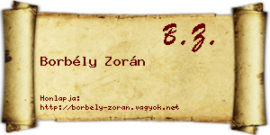 Borbély Zorán névjegykártya